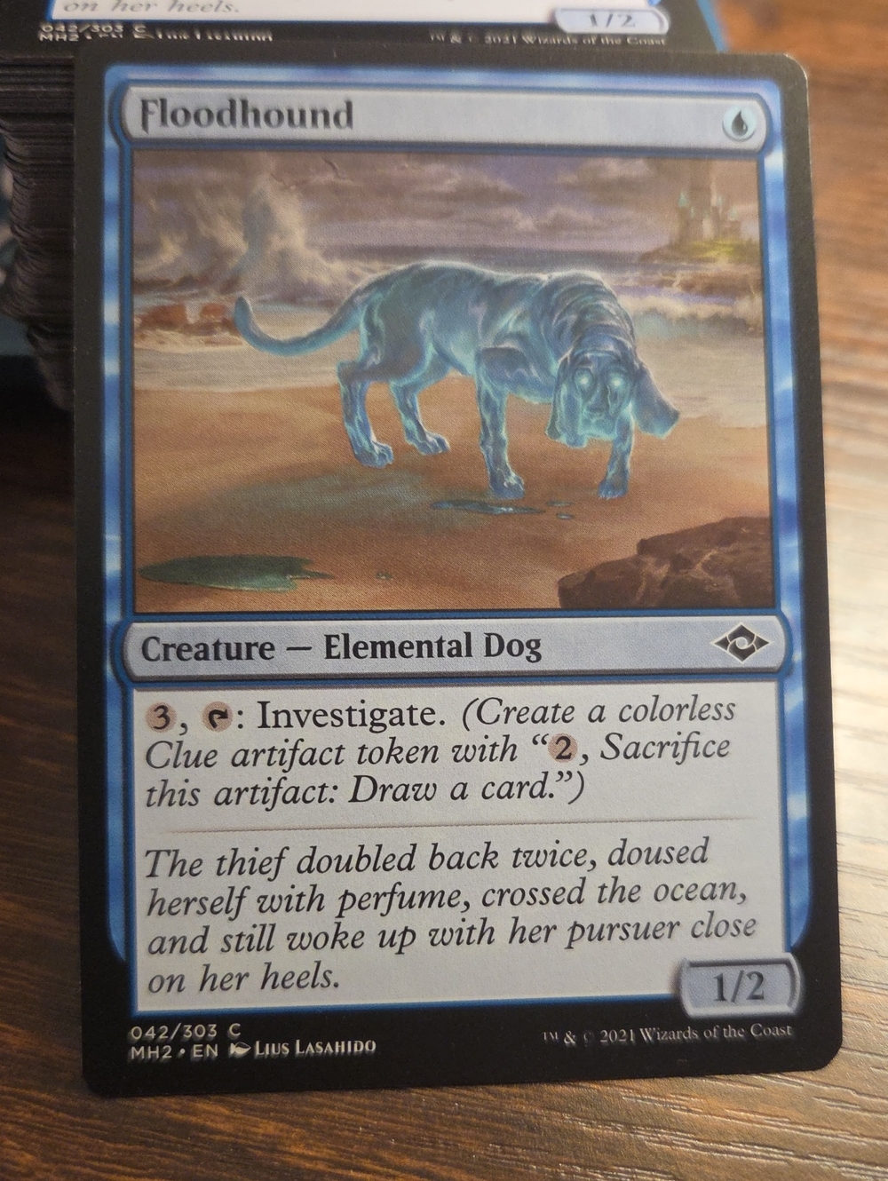 Floodhound Elemental Dog Blue Collectible Playing Card - Magic: The Gathering